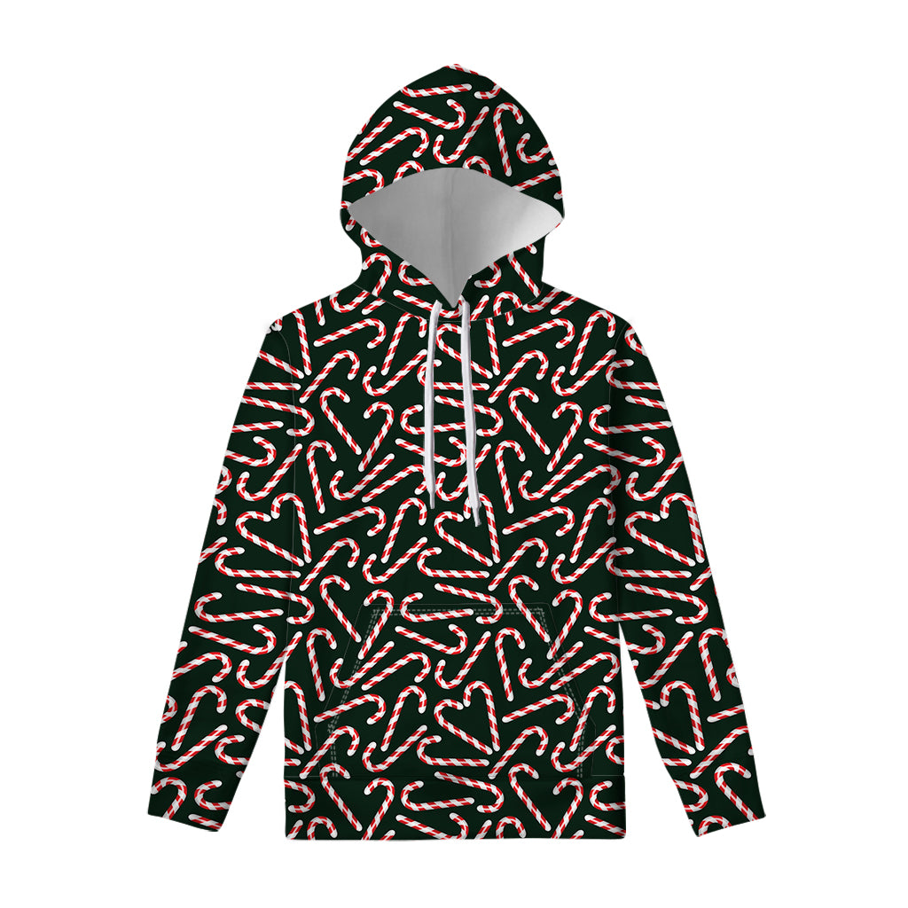 Christmas Candy Cane Pattern Print Pullover Hoodie