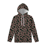 Christmas Candy Cane Pattern Print Pullover Hoodie