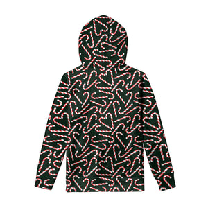 Christmas Candy Cane Pattern Print Pullover Hoodie