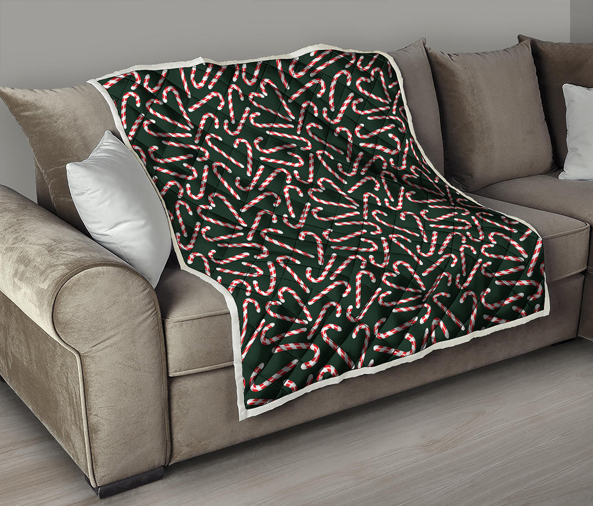 Christmas Candy Cane Pattern Print Quilt