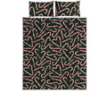 Christmas Candy Cane Pattern Print Quilt Bed Set