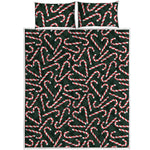 Christmas Candy Cane Pattern Print Quilt Bed Set