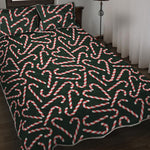Christmas Candy Cane Pattern Print Quilt Bed Set