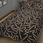 Christmas Candy Cane Pattern Print Quilt Bed Set