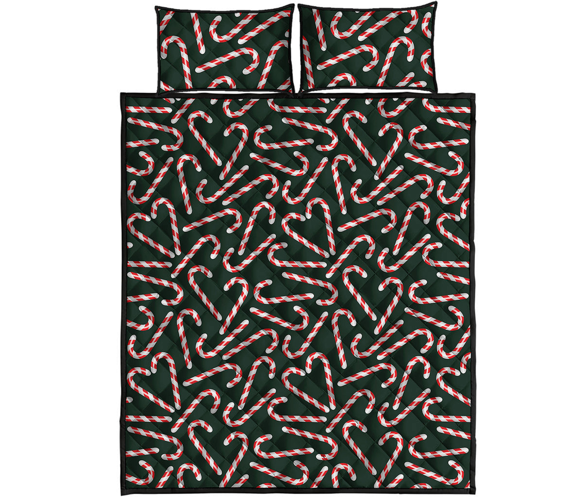 Christmas Candy Cane Pattern Print Quilt Bed Set