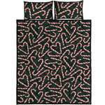 Christmas Candy Cane Pattern Print Quilt Bed Set