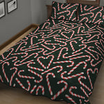 Christmas Candy Cane Pattern Print Quilt Bed Set