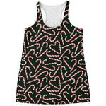 Christmas Candy Cane Pattern Print Women's Racerback Tank Top
