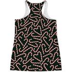 Christmas Candy Cane Pattern Print Women's Racerback Tank Top