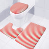 Christmas Candy Cane Stripe Print 3 Piece Bath Mat Set