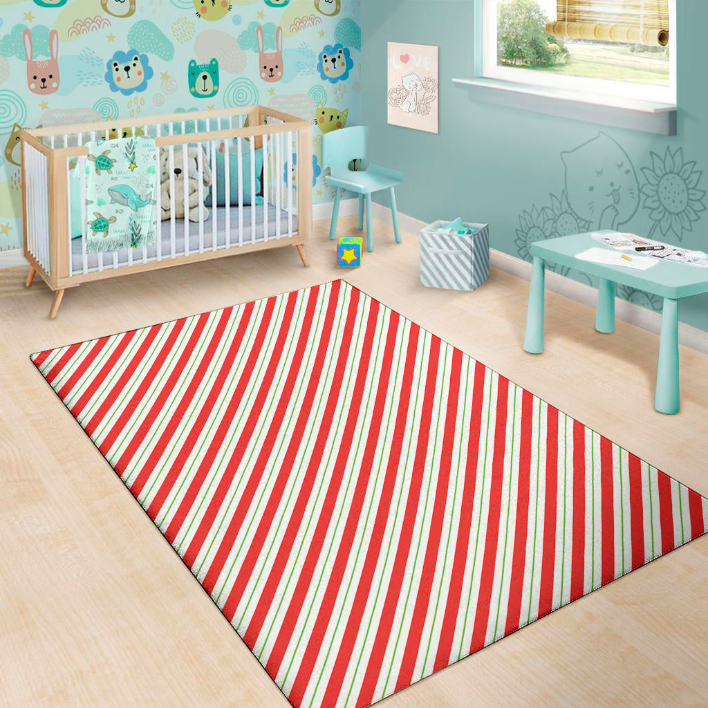 Christmas Candy Cane Stripe Print Area Rug