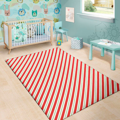Christmas Candy Cane Stripe Print Area Rug
