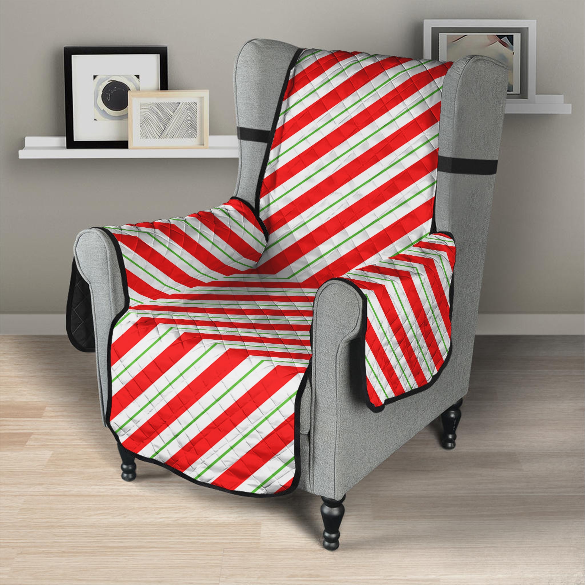 Christmas Candy Cane Stripe Print Armchair Protector