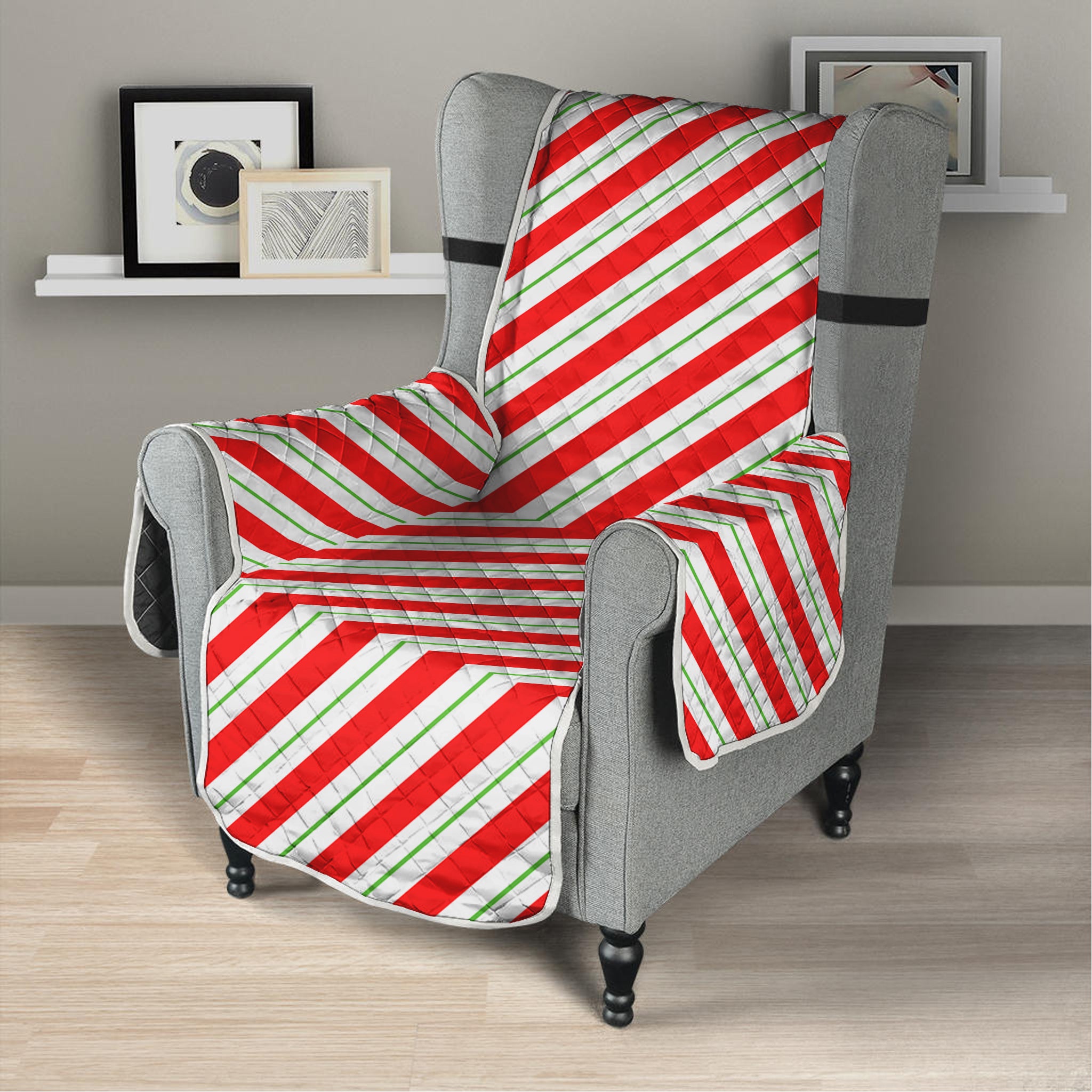 Christmas Candy Cane Stripe Print Armchair Protector