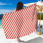 Christmas Candy Cane Stripe Print Beach Sarong Wrap