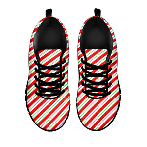 Christmas Candy Cane Stripe Print Black Sneakers