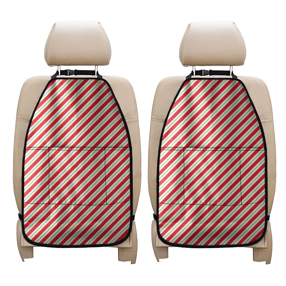 Christmas Candy Cane Stripe Print Car Seat Organizers