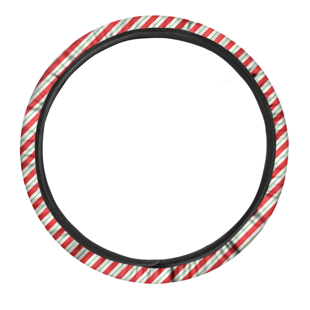 Christmas Candy Cane Stripe Print Car Steering Wheel Cover