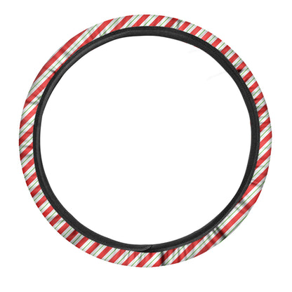 Christmas Candy Cane Stripe Print Car Steering Wheel Cover