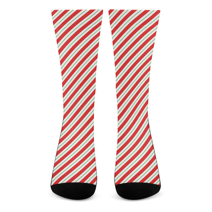 Christmas Candy Cane Stripe Print Crew Socks
