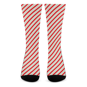 Christmas Candy Cane Stripe Print Crew Socks