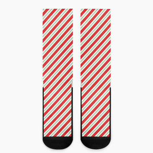 Christmas Candy Cane Stripe Print Crew Socks