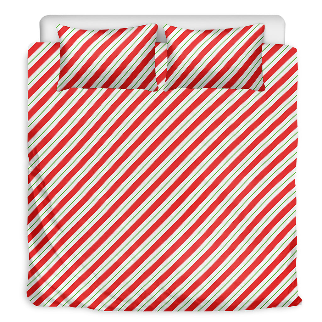 Christmas Candy Cane Stripe Print Duvet Cover Bedding Set