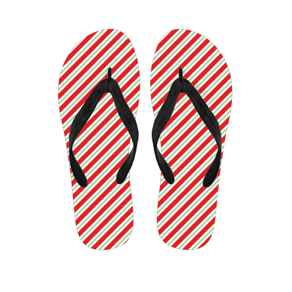 Christmas Candy Cane Stripe Print Flip Flops
