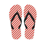 Christmas Candy Cane Stripe Print Flip Flops