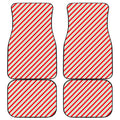 Christmas Candy Cane Stripe Print Front and Back Car Floor Mats