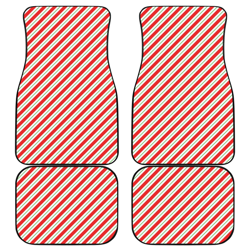 Christmas Candy Cane Stripe Print Front and Back Car Floor Mats