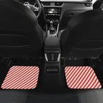 Christmas Candy Cane Stripe Print Front and Back Car Floor Mats