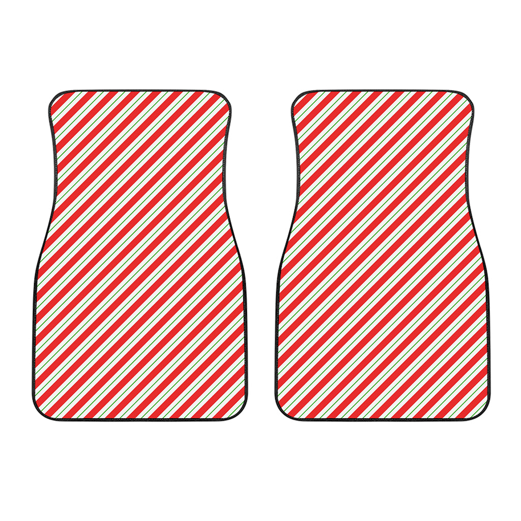 Christmas Candy Cane Stripe Print Front Car Floor Mats