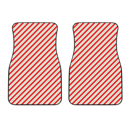 Christmas Candy Cane Stripe Print Front Car Floor Mats