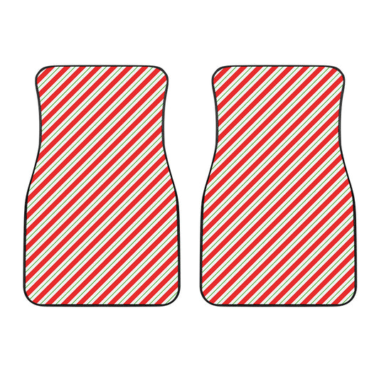 Christmas Candy Cane Stripe Print Front Car Floor Mats