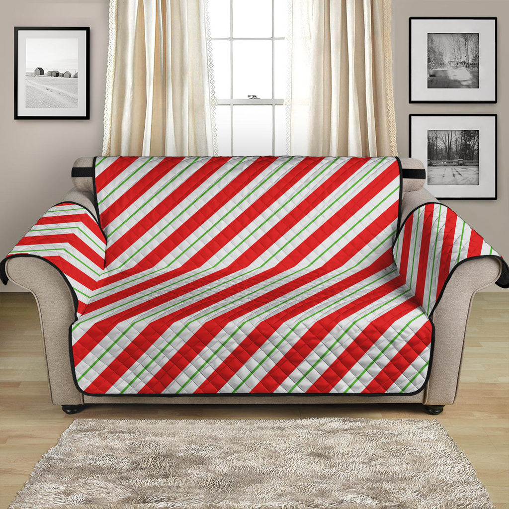 Christmas Candy Cane Stripe Print Loveseat Protector