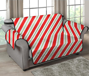 Christmas Candy Cane Stripe Print Loveseat Protector