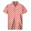 Christmas Candy Cane Stripe Print Men's Short Sleeve Shirt