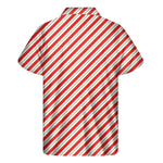 Christmas Candy Cane Stripe Print Men's Short Sleeve Shirt