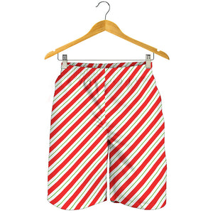 Christmas Candy Cane Stripe Print Men's Shorts