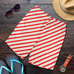 Christmas Candy Cane Stripe Print Men's Shorts