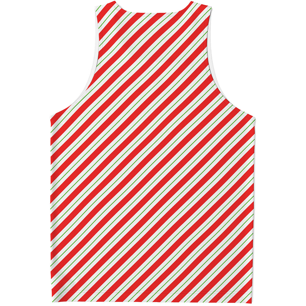 Christmas Candy Cane Stripe Print Men's Tank Top