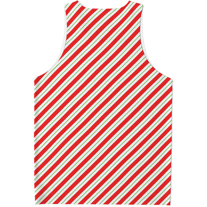 Christmas Candy Cane Stripe Print Men's Tank Top