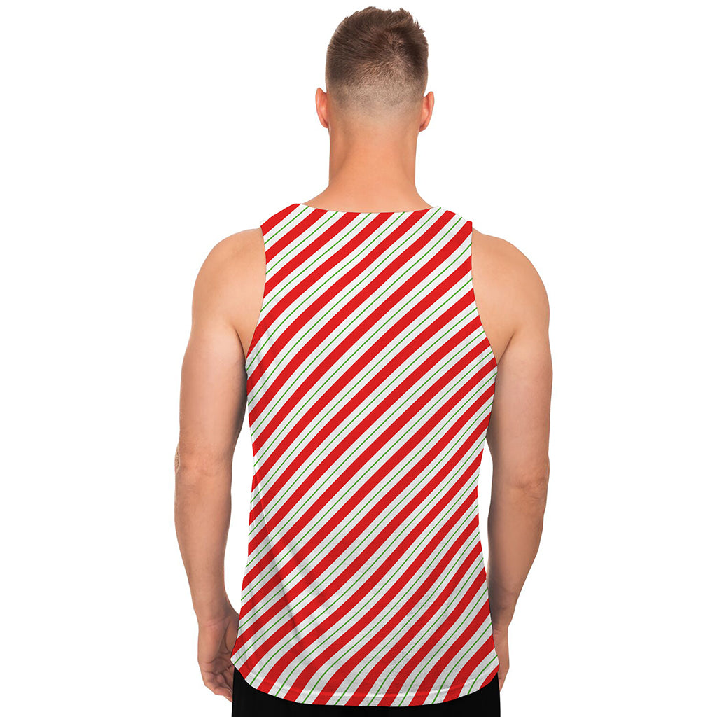 Christmas Candy Cane Stripe Print Men's Tank Top