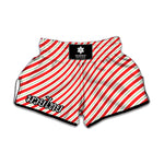 Christmas Candy Cane Stripe Print Muay Thai Boxing Shorts
