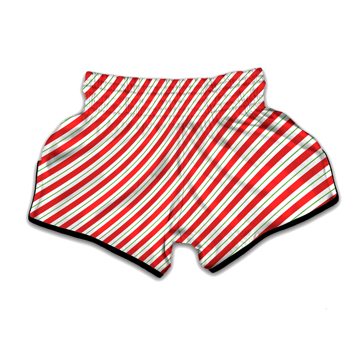 Christmas Candy Cane Stripe Print Muay Thai Boxing Shorts