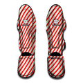 Christmas Candy Cane Stripe Print Muay Thai Shin Guards