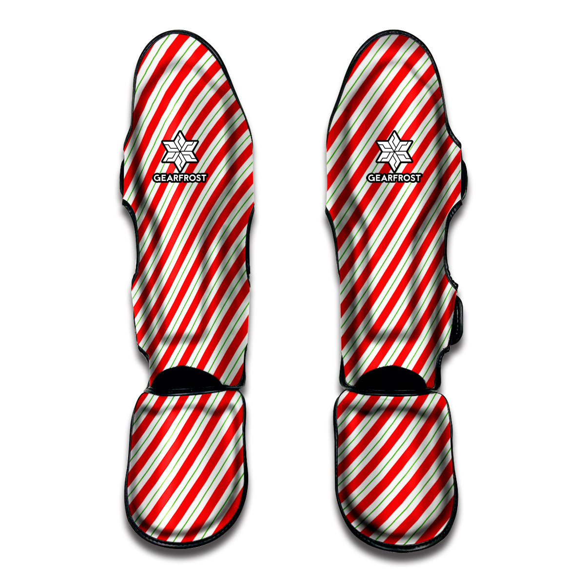 Christmas Candy Cane Stripe Print Muay Thai Shin Guard