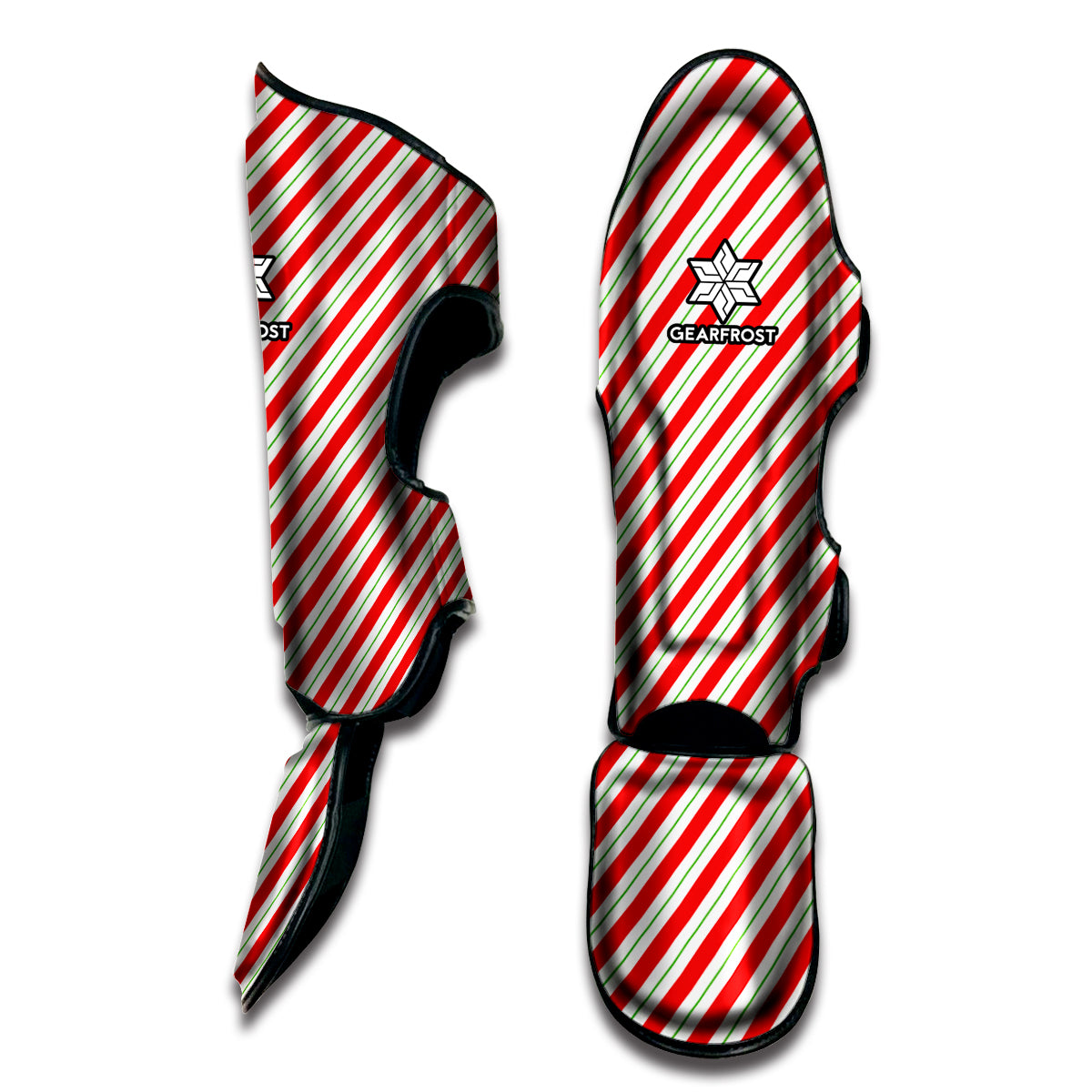 Christmas Candy Cane Stripe Print Muay Thai Shin Guard