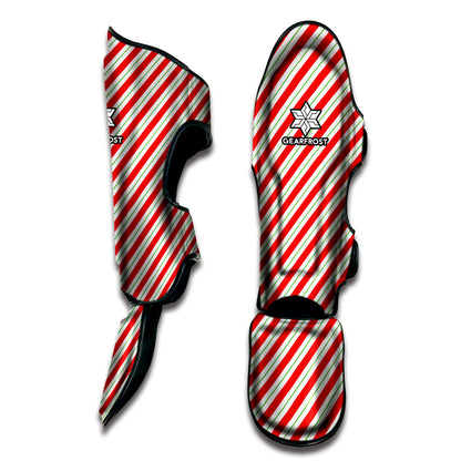 Christmas Candy Cane Stripe Print Muay Thai Shin Guard